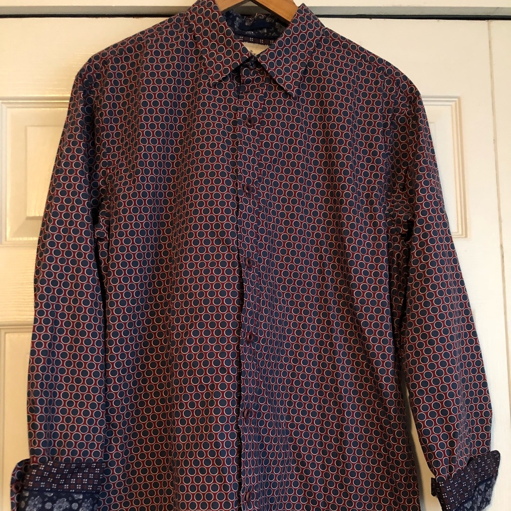 Age of Wisdom Men’s Button Up Navy and Dark Red